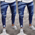 Mens Fashion Dye Skinny Stretch Jeans Distressed Ripped Jeans