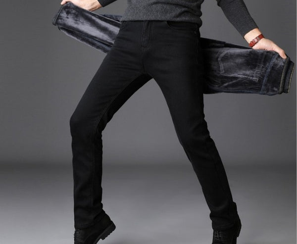 2019 Men Fashion Winter Jeans Men Black Slim Fit Stretch
