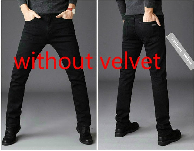 2019 Men Fashion Winter Jeans Men Black Slim Fit