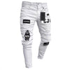 3 Styles Men Stretchy Ripped Skinny Biker Embroidery Print Jeans