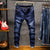 Spring New Men's Elastic Cotton Stretch Jeans Pants Loose Fit Denim
