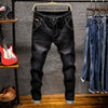 Spring New Men's Elastic Cotton Stretch Jeans Pants Loose Fit Denim