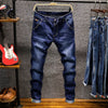 Spring New Men's Elastic Cotton Stretch Jeans Pants Loose Fit Denim