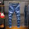 Spring New Men's Elastic Cotton Stretch Jeans Pants Loose Fit Denim