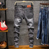 Spring New Men's Elastic Cotton Stretch Jeans Pants Loose Fit Denim