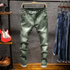 Spring New Men's Elastic Cotton Stretch Jeans Pants Loose Fit Denim
