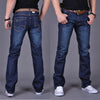 2019 CHOLYL Men's Straight Denim Jeans Navy Blue Solid Long Jeans